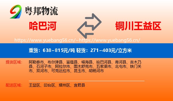 哈巴河到王益区物流