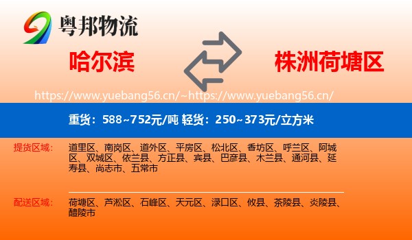 哈尔滨到荷塘区物流