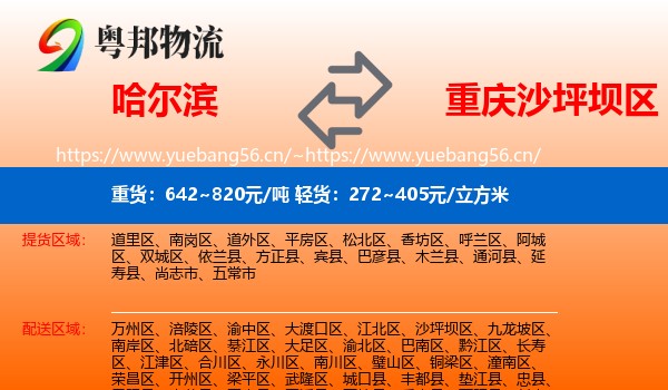 哈尔滨到沙坪坝区物流