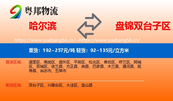 哈尔滨到双台子区物流