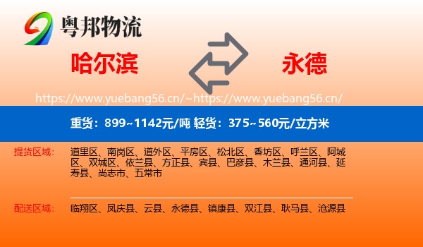 哈尔滨到永德县物流