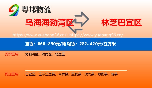 乌海海勃湾区到巴宜区物流