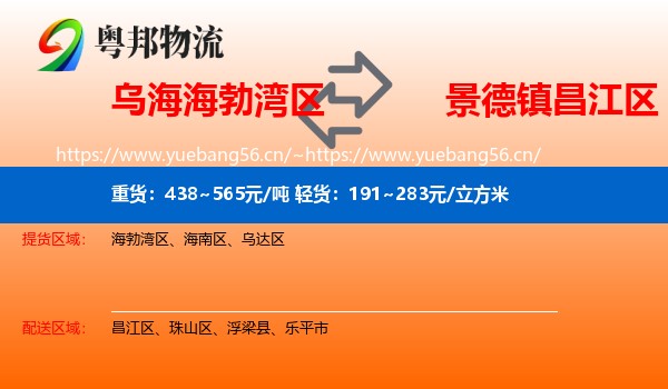 乌海海勃湾区到昌江区物流