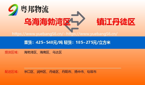 乌海海勃湾区到丹徒区物流