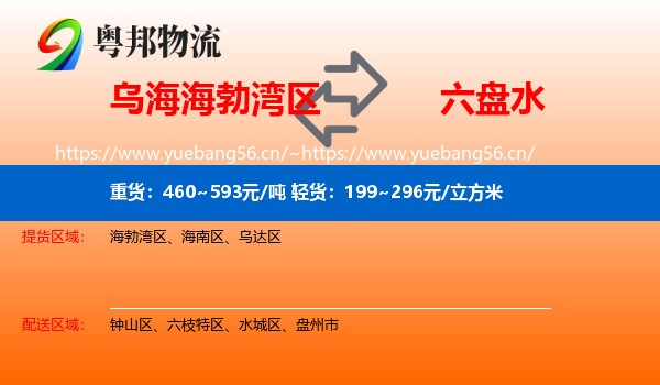 乌海海勃湾区到六盘水物流