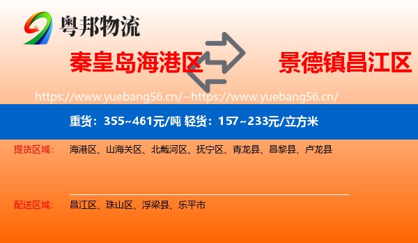 秦皇岛海港区到昌江区物流