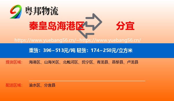 秦皇岛海港区到分宜县物流