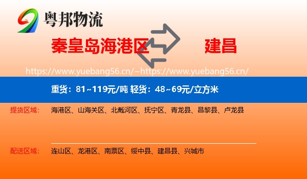 秦皇岛海港区到建昌县物流