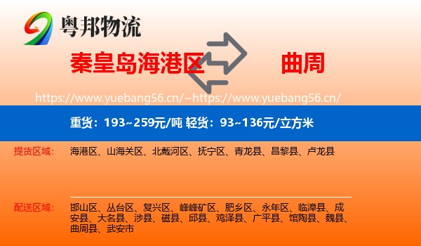 秦皇岛海港区到曲周县物流