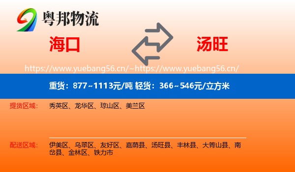 海口到汤旺县物流