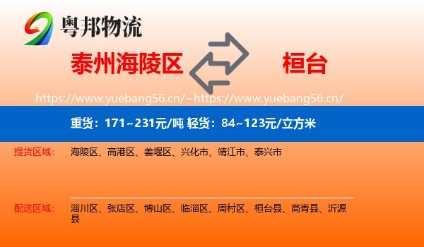 泰州海陵区到桓台县物流