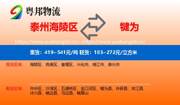 泰州海陵区到犍为县物流