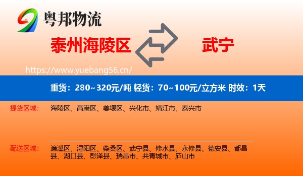 泰州海陵区到武宁县物流专线名片