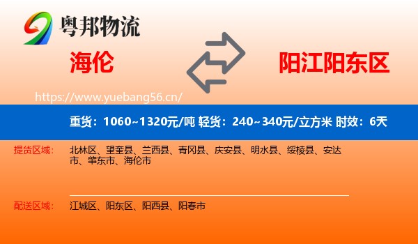 海伦到阳东区物流专线名片
