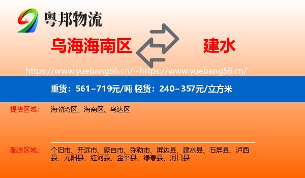 乌海海南区到建水县物流