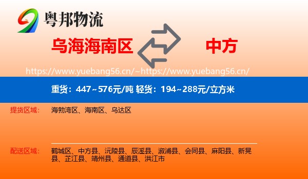 乌海海南区到中方县物流