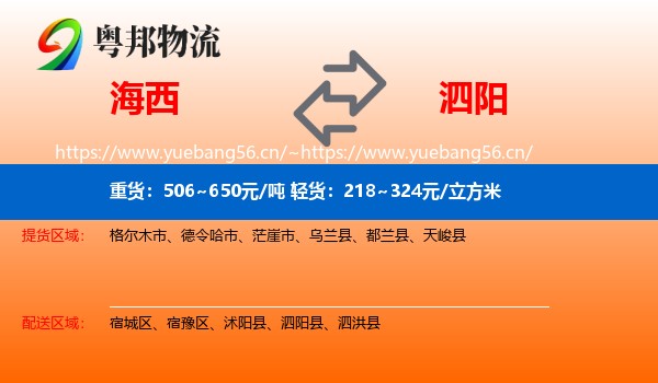 海西到泗阳县物流