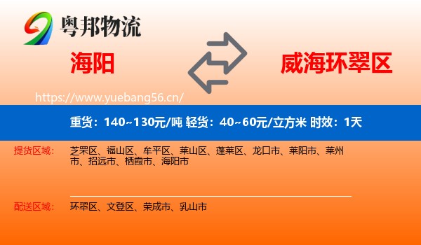海阳到环翠区物流专线名片