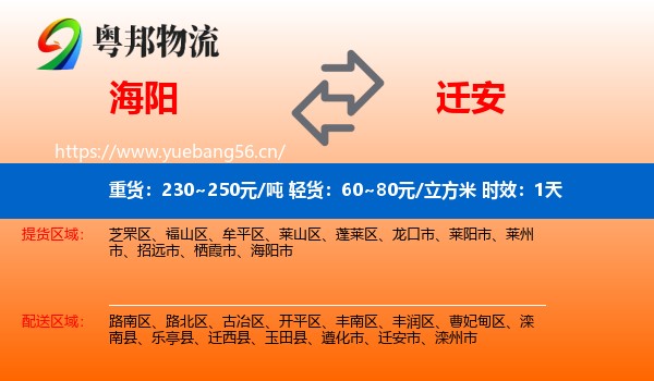 海阳到迁安市物流专线名片