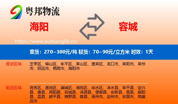 海阳到容城县物流专线名片