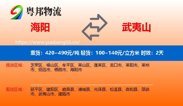 海阳到武夷山市物流专线名片