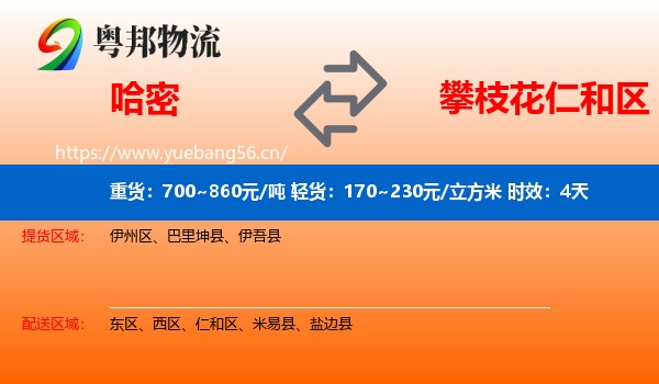 哈密到仁和区物流专线名片