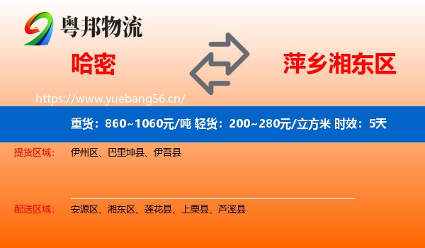 哈密到湘东区物流专线名片