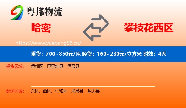 哈密到西区物流专线名片