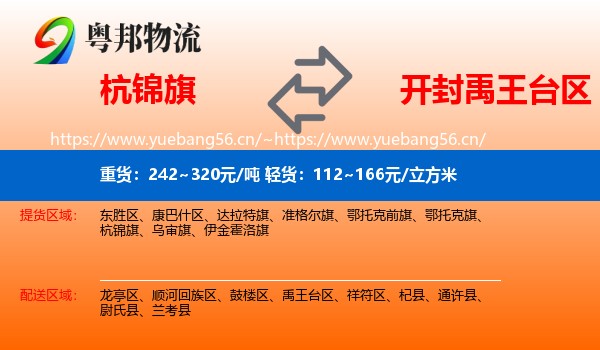 杭锦旗到禹王台区物流