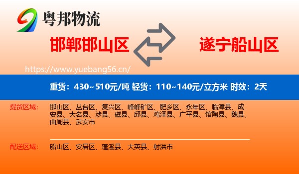 邯郸邯山区到船山区物流专线名片