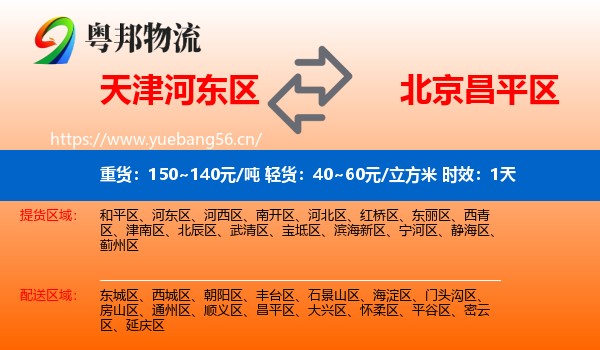 天津河东区到昌平区物流专线名片
