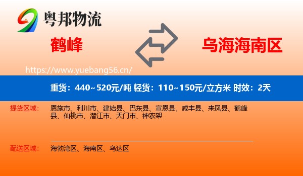 鹤峰到海南区物流专线名片