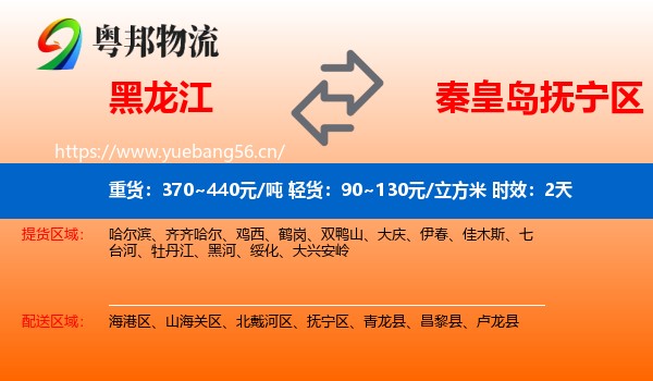 黑龙江到抚宁区物流专线名片