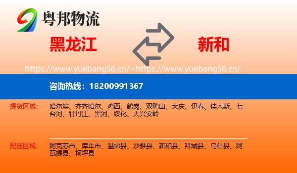 黑龙江到新和县物流