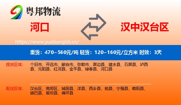 河口到汉台区物流专线名片