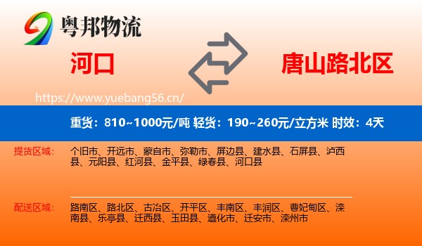 河口到路北区物流专线名片