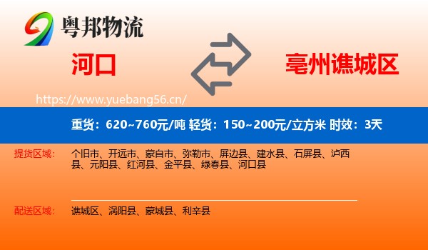 河口到谯城区物流专线名片