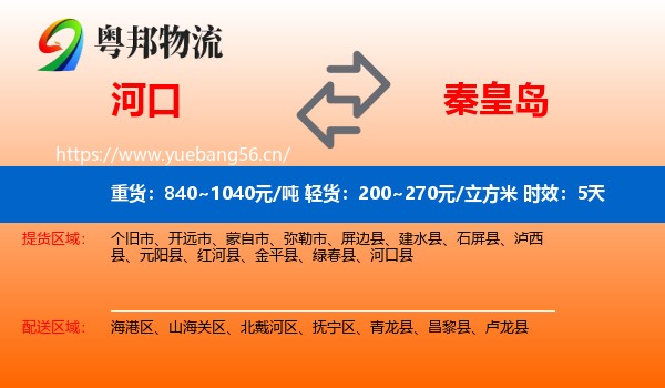 河口到秦皇岛物流专线名片