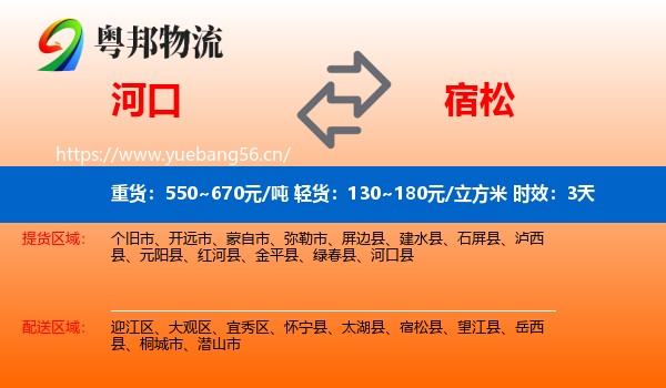 河口到宿松县物流专线名片