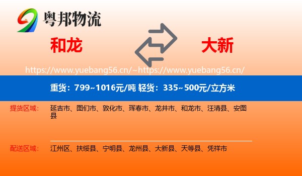 和龙到大新县物流