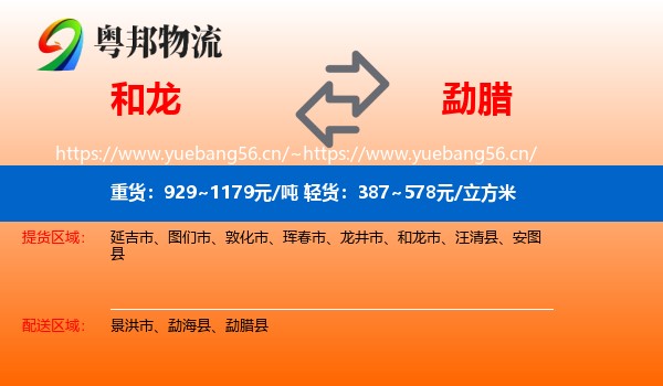 和龙到勐腊县物流