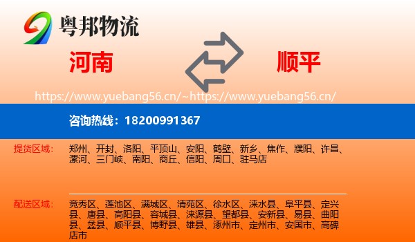 河南到顺平县物流