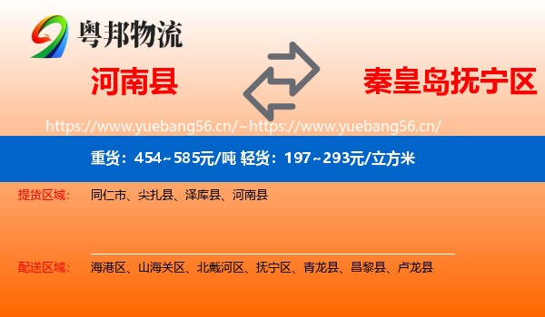 河南县到抚宁区物流