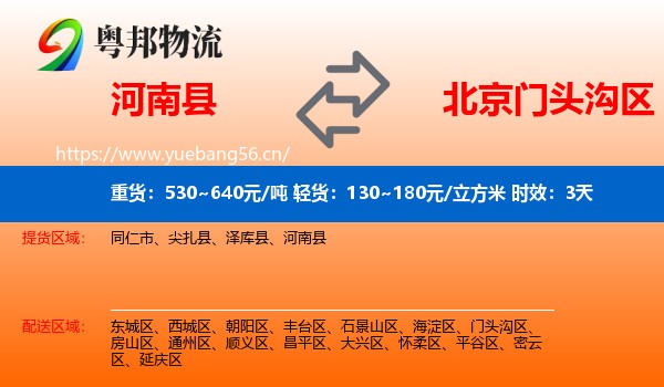 河南县到门头沟区物流专线名片