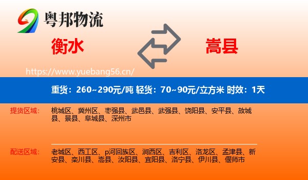 衡水到嵩县物流专线名片