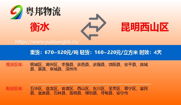 衡水到西山区物流专线名片