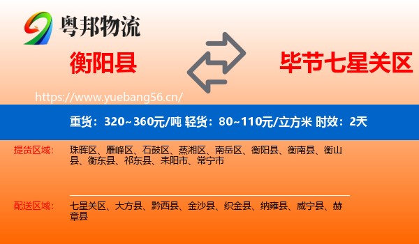 衡阳县到七星关区物流专线名片