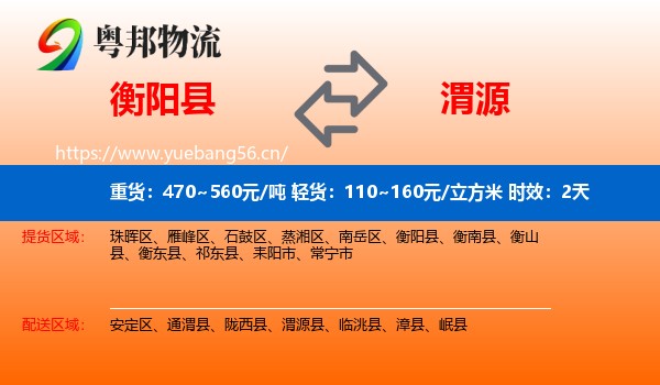 衡阳县到渭源县物流专线名片