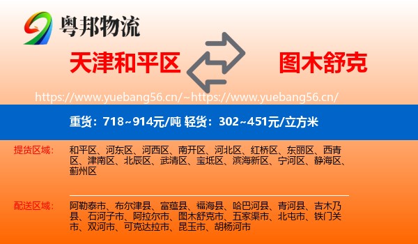 天津和平区到图木舒克市物流