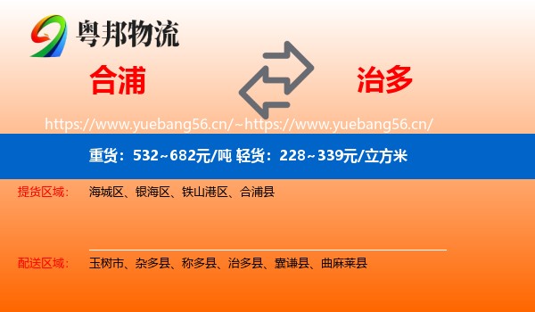 合浦到治多县物流